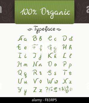 100  organic typeface Stock Vector