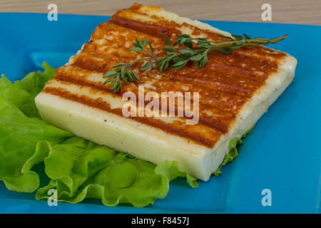 Deep Fried cheese with thyme and salad Stock Photo