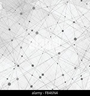 Dense network of fine gray lines and dots. Abstract vector mesh of connected points for communication, data and connection concepts. Stock Vector