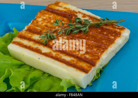 Deep Fried cheese with thyme and salad Stock Photo