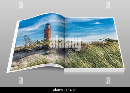 The lighthouse Darsser Ort is located in the northwest of the peninsula Fischland-Darss-Zingst on the Baltic Sea, Germany Stock Photo