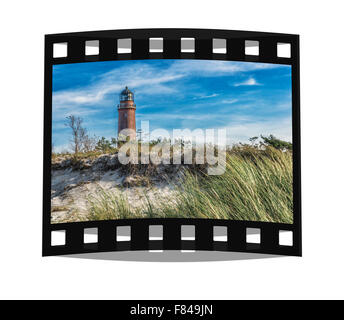 The lighthouse Darsser Ort is located in the northwest of the peninsula Fischland-Darss-Zingst on the Baltic Sea, Germany Stock Photo