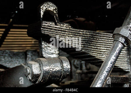 Close up of motorcycle shock absorber on back wheel Stock Photo