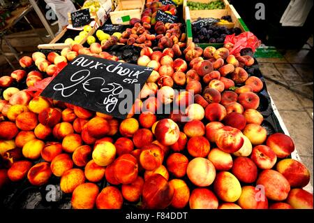 Apricots on the Market Stall Stock Photo