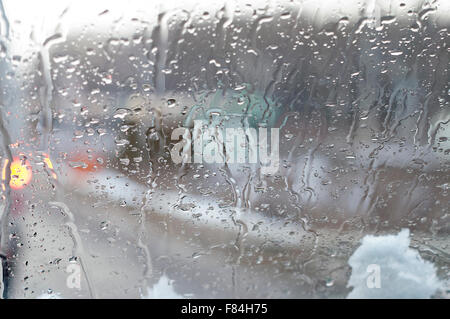 Water droplets on the window Stock Photo