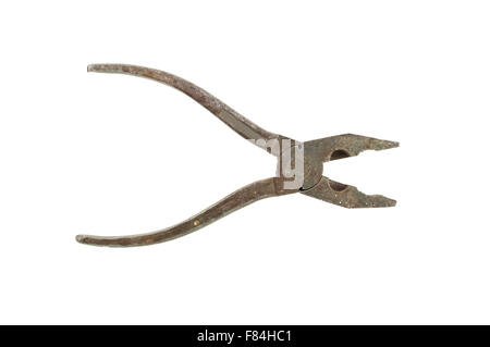 old combined pliers isolated on a white background Stock Photo