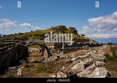 Acropolis fortress viewed from below, Tlos, Turkey Stock Photo