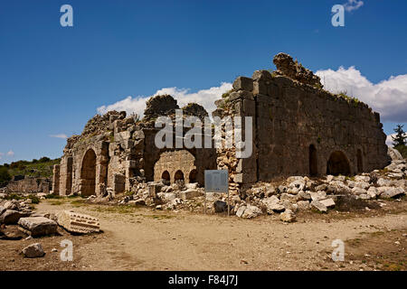 General view of bath ruins, Tlos, Turkey. Stock Photo