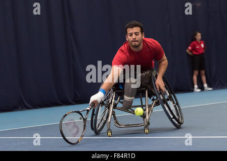 Queen Elizabeth Olympic Park, London, UK. 05th Dec, 2015. Quad Singles 3rd/4th Place I. Erenlib (ISR) (pictured) lost to  A. Lapthorne (GBR) Credit:  pmgimaging/Alamy Live News Stock Photo