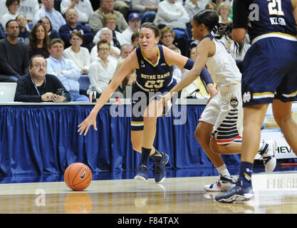 Stores, Connecticut, USA. 5th Dec, 2015. Michaela Mabrey (23) of Notre Dame in action during a game against the Uconn Huskies at Gampel Pavilion in Stores, Connecticut. Gregory Vasil/Cal Sport Media/Alamy Live News Stock Photo