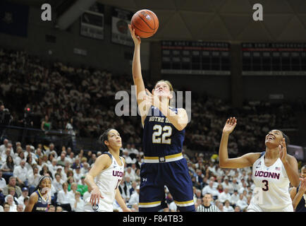 Stores, Connecticut, USA. 5th Dec, 2015. Madison Cable (22) of Notre Dame in action during a game against the Uconn Huskies at Gampel Pavilion in Stores, Connecticut. Gregory Vasil/Cal Sport Media/Alamy Live News Stock Photo