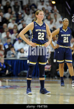 Stores, Connecticut, USA. 5th Dec, 2015. Madison Cable (22) of Notre Dame in action during a game against the Uconn Huskies at Gampel Pavilion in Stores, Connecticut. Gregory Vasil/Cal Sport Media/Alamy Live News Stock Photo