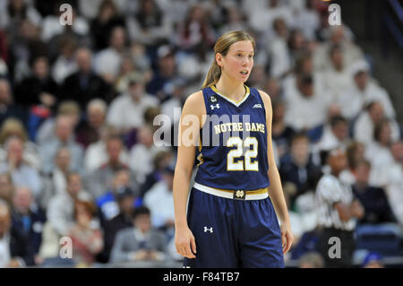 Stores, Connecticut, USA. 5th Dec, 2015. Madison Cable (22) of Notre Dame in action during a game against the Uconn Huskies at Gampel Pavilion in Stores, Connecticut. Gregory Vasil/Cal Sport Media/Alamy Live News Stock Photo