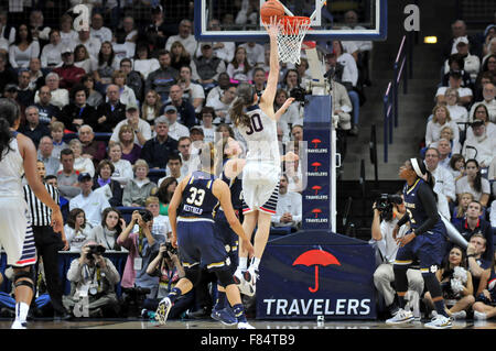 Stores, Connecticut, USA. 5th Dec, 2015. Breanna Stewart (30) of Uconn in action during a game against the Notre Dame Fighting Irish at Gampel Pavilion in Stores, Connecticut. Gregory Vasil/Cal Sport Media/Alamy Live News Stock Photo