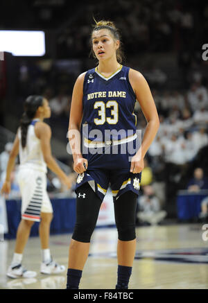 Stores, Connecticut, USA. 5th Dec, 2015. Kathryn Westbeld (33) of Notre Dame in action during a game against the Uconn Huskies at Gampel Pavilion in Stores, Connecticut. Gregory Vasil/Cal Sport Media/Alamy Live News Stock Photo