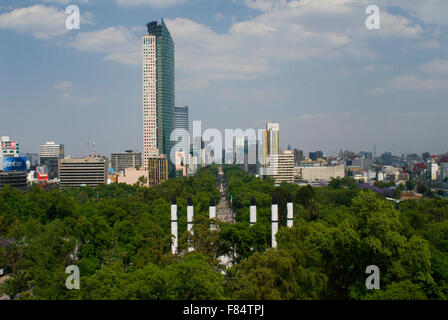 Aerial view of the Paseo de la Reforma and the monument to Los Ninos Heroes, Mexico City, Mexico Stock Photo
