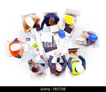 Group Of Construction Site Workers Meeting Concept Stock Photo