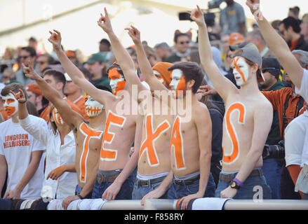 Waco, Texas, USA. 05th Dec, 2015. Texas fans showing support during the first half of an NCAA college football game between the Texas Longhorns and Baylor Bears at McLane Stadium in Waco, Texas. Texas won 23-17. Austin McAfee/CSM/Alamy Live News Stock Photo