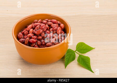 Red beans from can with leaf Stock Photo