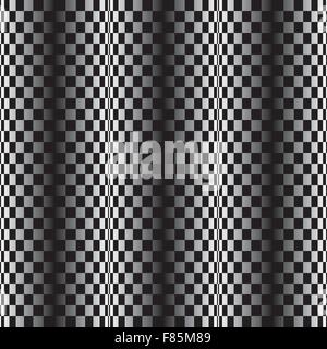 Optical illusion - vertical parallel lines made from small black and white pillows Stock Vector