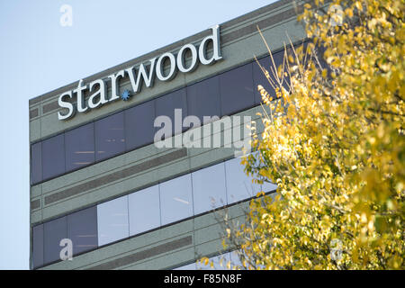 A logo sign outside of the headquarters of Starwood Hotels and Resorts Worldwide, Inc. in Stamford, Connecticut on November 20,  Stock Photo