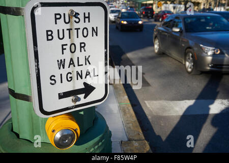 Crosswalk signal push button Stock Photo