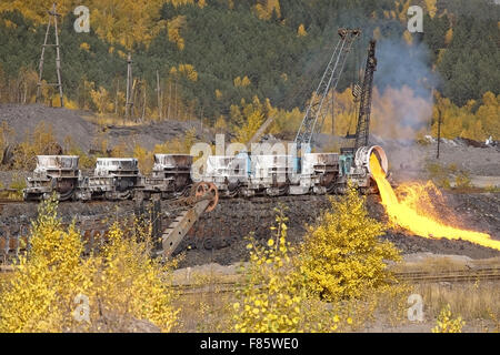 The molten steel is poured Stock Photo