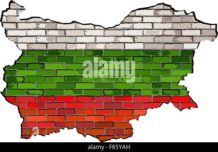 Bulgaria map on a brick wall Stock Vector