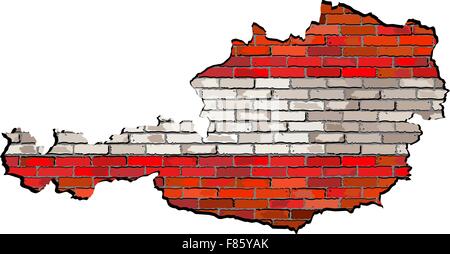 Grunge flag of Austria on a brick wall Stock Vector
