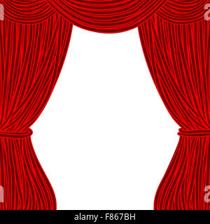 Red square theater curtain isolated on white background Stock Photo