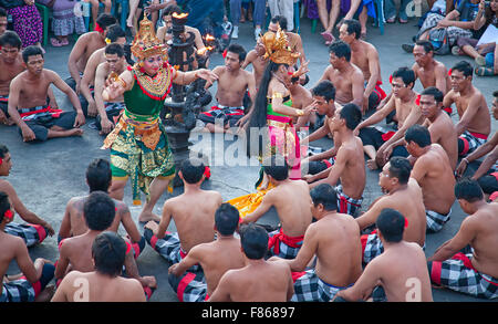 DENPASAR - JULY 27: Traditional Balinese Kecak dance shown in Denpasar, Bali, Indonesia on July 27, 2010. Kecak (also known as R Stock Photo