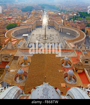 View on the St.Peter's square from the dome Stock Photo