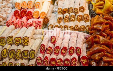 Famous turkish delights on the market Stock Photo