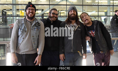 Crobot, a nominee for the Classic Rock Roll Of Honour in the category of 'Best New Band’, arrive at Heathrow airport to begin their first headline tour of the U.K. and Europe.  Featuring: Chris Bishop, Brandon Yeagley, Paul Figueroa, Jake Figueroa Where: Stock Photo