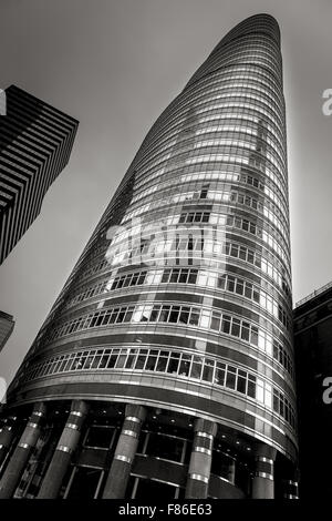 Street level view of the postmodern Lipstick Building (by Philip Johnson and John Burgee) in Midtown Manhattan New York City. Stock Photo