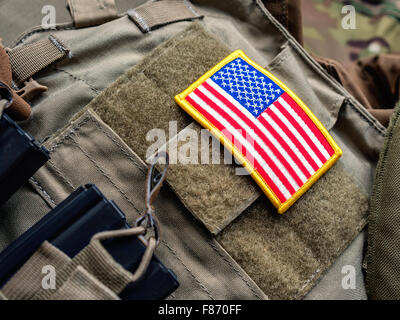 Plate Carrier With Usa Flag And Blood Type Patches Stock Photo - Download  Image Now - Army, Bulletproof, Close-up - iStock