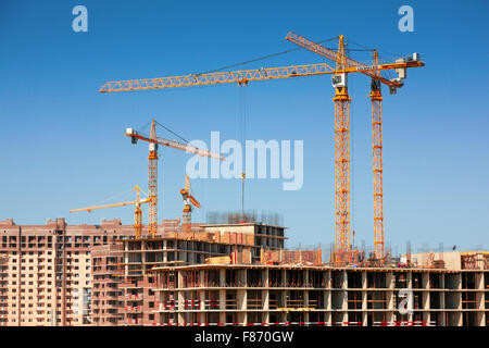 Moscow, Russia - May 31, 2014: Construction site 'Tatianin Park' Stock Photo