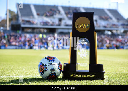 Cary, North Carolina, USA. 6th Dec, 2015. NCAA Championship soccer trophy given out after game between the Duke Blue Devils and the Penn State Nittany Lions at WakeMed Soccer Park in Cary, North Carolina. Reagan Lunn/CSM/Alamy Live News Stock Photo