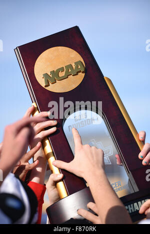 Cary, North Carolina, USA. 6th Dec, 2015. NCAA Championship soccer trophy given to the Nittany Lions after game between the Duke Blue Devils and the Penn State Nittany Lions at WakeMed Soccer Park in Cary, North Carolina. Reagan Lunn/CSM/Alamy Live News Stock Photo