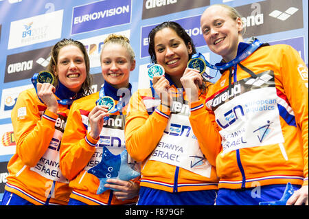 Netanya, Israel. 06th Dec, 2015. Netherlands NED Gold Medal  4x50m Medley Women Final  Netanya, Israel, Wingate Institute  LEN European Short Course Swimming Championships Dec. 2 - 6, 2015   Netanya 06-12-2015  Nuoto Campionati Europei di nuoto in vasca corta  Credit:  Insidefoto/Alamy Live News Stock Photo