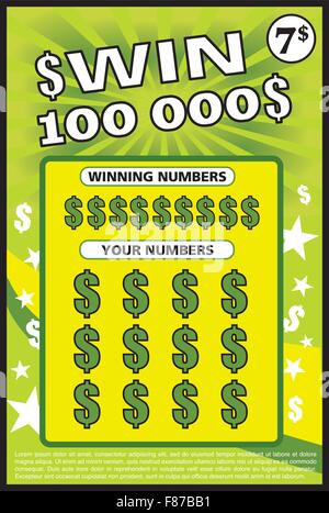 instant lottery ticket scratch off Stock Vector