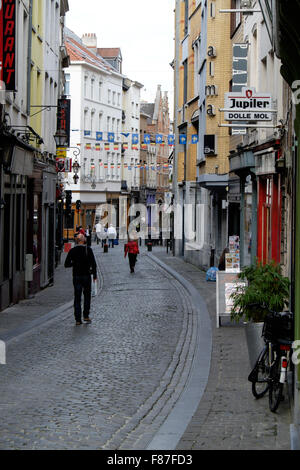 Narrow streets in Brussels, Belgium Stock Photo