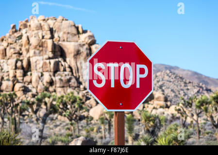 Stop sign in Joshua Tree National Park, California, United States. Stock Photo