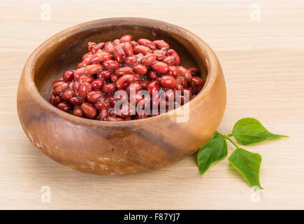 Red beans from can with leaf Stock Photo