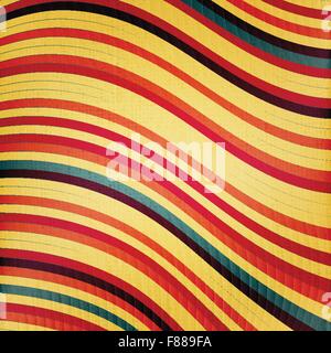 retro pattern with colorful waves ornament over paper texture. vector, striped wallpaper design Stock Vector