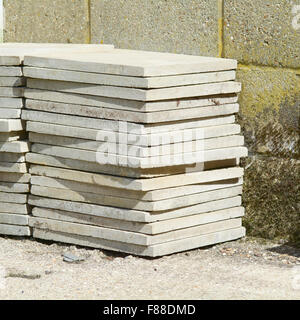 Stack of concrete paving slabs Stock Photo