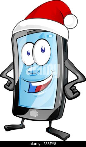 fun christmas  mobile cartoon isolated on white Stock Vector