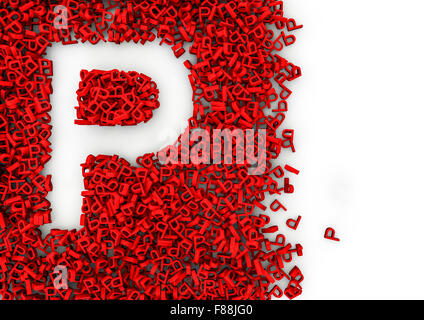 Void alphabet 3D / Letter shaped hole formed by thousands of smaller ones easy to colorize Stock Photo