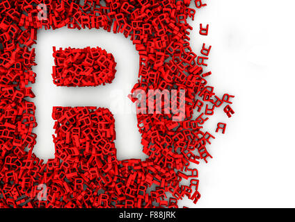 Void alphabet 3D / Letter shaped hole formed by thousands of smaller ones easy to colorize Stock Photo