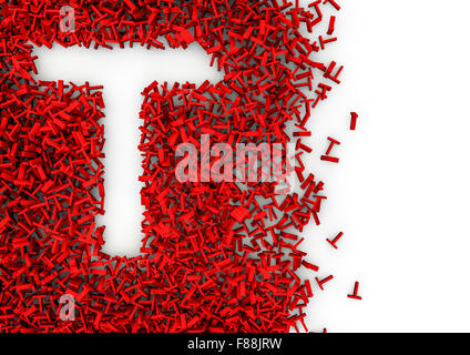 Void alphabet 3D / Letter shaped hole formed by thousands of smaller ones easy to colorize Stock Photo